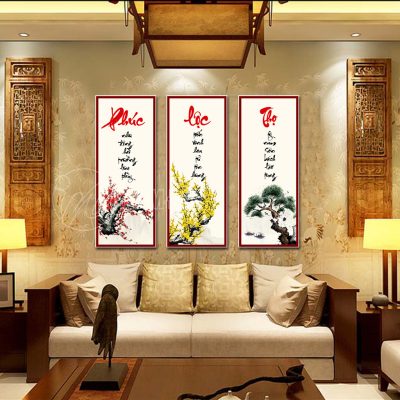 Tranh gỗ Phúc Lộc Thọ treo tường